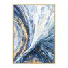 Modern Wall Art Pictures 100% hand painted Gold Foil Blue Canvas Oil Painting Wall Pictures For Living Room Decor Abstract Art No Frame