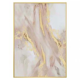 Abstract Canvas Handmade Oil Painting Pink Marble Vein on Canvas Poster Nordic Home Decor Wall Picture Bedroom Decoration (size: 90X120cm)