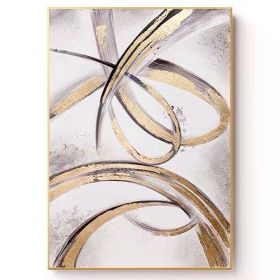 100% Hand Painted Abstract Oil Painting Wall Art Modern Gold Foil Abstract Picture On Canvas Home Decoration For Living Room No Frame (size: 90X120cm)