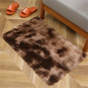 1pc, High Pile Tie-Dyed Shaggy Rug for Living Room and Bedroom - Fire Retardant, Machine Washable, Anti-Skid, Faux Fur, Plush Carpet - Perfect for Nur (Color: Tie-dye Brown, size: 15.75*23.62inch)