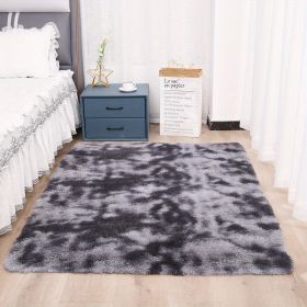 1pc, High Pile Tie-Dyed Shaggy Rug for Living Room and Bedroom - Fire Retardant, Machine Washable, Anti-Skid, Faux Fur, Plush Carpet - Perfect for Nur (Color: Tie-dye Dark Gray, size: 47.24*62.99inch)