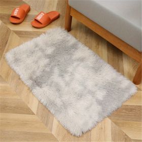 1pc, Plush Silk Fur Rug for Indoor Bedroom and Living Room - Soft and Luxurious Floor Mat (Color: Tie-dye Light Gray, size: 15.75*23.62inch)