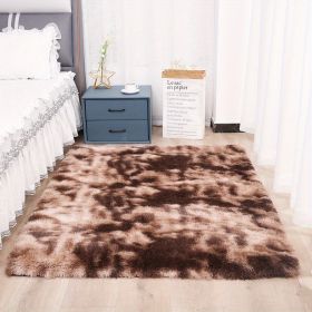 1pc, High Pile Tie-Dyed Shaggy Rug for Living Room and Bedroom - Fire Retardant, Machine Washable, Anti-Skid, Faux Fur, Plush Carpet - Perfect for Nur (Color: Tie-dye Brown, size: 47.24*78.74inch)