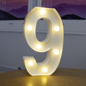 Alphabet Letter LED Lights Luminous Number Lamp Decor Battery Night Light for home Wedding Birthday Christmas party Decoration (Type: 9)