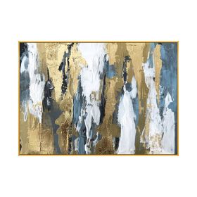 Abstract Gold Foil Block Painting Beige Poster Modern Golden Wall Art Picture for Living Room Navy Decor Big Size Tableaux (size: 50X70cm)