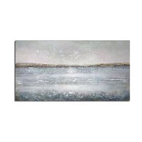 The Modern Sea View Blue Wall Art Canvas Hand Painted Sunny Abstract Painting Wall Picture for Home Office Decorations No Frame (size: 90X120cm)