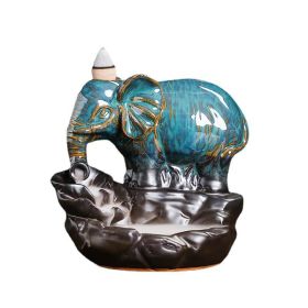 Backflow Incense Burner Creative Crafts Ornaments (Color: As pic show, Type: Glaze Kiln Elephant)