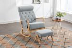 COOLMORE Rocking Chair With Ottoman, Mid-Century Modern Upholstered Fabric Rocking Armchair, Rocking Chair Nursery with Thick Padded Cushion, High Bac