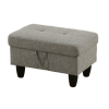 Upholstered Storage Ottoman with Legs,Tough Wood Frame-Modern Linen Fabric Ottoman for Living Room-Rectangle Ottoman with Storage-Tufted Design-Small