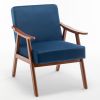 Mid-Century Modern Chair, Living Room Chair with Solid Wood Frame, Accent Chair Extra-Thick Backrest, Wingback Chair for Bedroom, Reading Room, Living