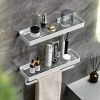 Bathroom Shelves Wall Mounted Glass Shelves for Bathroom Floating Shelf with Towel Holder Glass Shower Shelf 2 Tier Bathroom Wall Organizer