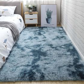 Soft Fluffy Area Rug for Bedroom and Living Room (Color: Tie-dye Dark Blue, size: 31.5*78.74inch)