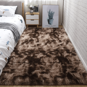 Soft Fluffy Area Rug for Bedroom and Living Room (Color: Tie Dye Coffee, size: 31.5*62.99inch)