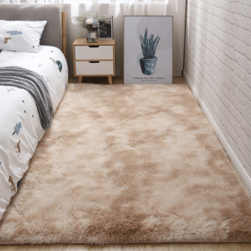 Soft Fluffy Area Rug for Bedroom and Living Room (Color: Tie-dye Beige, size: 31.5*62.99inch)