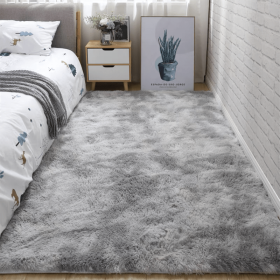 Soft Fluffy Area Rug for Bedroom and Living Room (Color: Tie-dye Gray, size: 31.5*62.99inch)