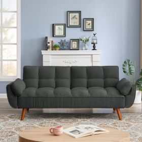 New Design Velvet Sofa Furniture Adjustable Backrest Easily Assembles Loveseat (Color: Dark Gray)