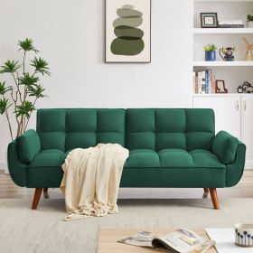 New Design Velvet Sofa Furniture Adjustable Backrest Easily Assembles Loveseat (Color: Green)