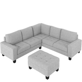 Sectional Corner Sofa L-shape Couch Space Saving with Storage Ottoman &amp; Cup Holders Design for Large Space Dorm Apartment (Color: pic)