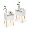 Set of 2 Modern Nightstand, Bedroom Endtable with Drawer, Shelf, Bedside Furniture for Living Room,