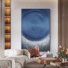 Hand Painted Oil Painting Original silver glitter painting crushed glass wall art navy blue wall art glitter wall art glam decor blue wall decor circl