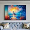 Hand Painted Oil Painting Abstract Coastal Landscape Oil Painting On Canvas Large Wall Art Original Lighthouse Painting Sunset Painting Custom Paintin