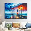 Hand Painted Oil Painting Abstract Coastal Landscape Oil Painting On Canvas Large Wall Art Original Lighthouse Painting Sailboat Painting Custom Paint