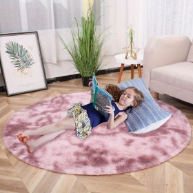 1pc, Tie-Dye Plush PV Velvet Area Rug, 62.99", American Style Round Rug, Floor Decor (Color: Tie Dye Pink, size: 62.99inch)