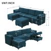 [VIDEO provided] [New] 109*54.7" Chenille Modular Sectional Sofa,U Shaped Couch with Adjustable Armrests and Backrests,6 Seat Reversible Sofa Bed with