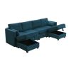 [VIDEO provided] [New] 109*54.7" Chenille Modular Sectional Sofa,U Shaped Couch with Adjustable Armrests and Backrests,6 Seat Reversible Sofa Bed with