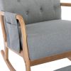 COOLMORE Rocking Chair With Ottoman, Mid-Century Modern Upholstered Fabric Rocking Armchair, Rocking Chair Nursery with Thick Padded Cushion, High Bac