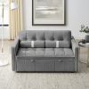 Modern 55.5" Pull Out Sleep Sofa Bed 2 Seater Loveseats Sofa Couch with side pockets, Adjsutable Backrest and Lumbar Pillows for Apartment Office Livi