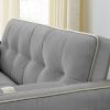 Modern 55.5" Pull Out Sleep Sofa Bed 2 Seater Loveseats Sofa Couch with side pockets, Adjsutable Backrest and Lumbar Pillows for Apartment Office Livi