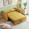 Chenille fabric pull-out sofa bed,sleeper loveseat couch with adjustable armrests-Yellow