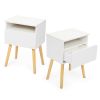 Set of 2 Modern Nightstand, Bedroom Endtable with Drawer, Shelf, Bedside Furniture for Living Room,