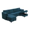 [VIDEO provided] [New] 109*54.7" Chenille Modular Sectional Sofa,U Shaped Couch with Adjustable Armrests and Backrests,6 Seat Reversible Sofa Bed with