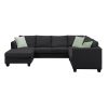 112*87" Sectional Sofa Couches Living Room Sets, 7 Seats Modular Sectional Sofa with Ottoman, L Shape Fabric Sofa Corner Couch Set with 3 Pillows