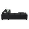 112*87" Sectional Sofa Couches Living Room Sets, 7 Seats Modular Sectional Sofa with Ottoman, L Shape Fabric Sofa Corner Couch Set with 3 Pillows