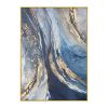 Modern Wall Art Pictures 100% hand painted Gold Foil Blue Canvas Oil Painting Wall Pictures For Living Room Decor Abstract Art No Frame