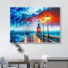 Hand Painted Oil Painting Abstract Coastal Landscape Oil Painting On Canvas Large Wall Art Original Lighthouse Painting Sailboat Painting Custom Paint