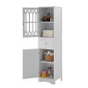 Tall Bathroom Cabinet;  Freestanding Storage Cabinet with Drawer and Doors;  MDF Board;  Acrylic Door;  Adjustable Shelf