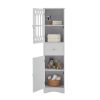 Tall Bathroom Cabinet;  Freestanding Storage Cabinet with Drawer and Doors;  MDF Board;  Acrylic Door;  Adjustable Shelf