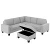 Sectional Corner Sofa L-shape Couch Space Saving with Storage Ottoman &amp; Cup Holders Design for Large Space Dorm Apartment