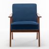 Mid-Century Modern Chair, Living Room Chair with Solid Wood Frame, Accent Chair Extra-Thick Backrest, Wingback Chair for Bedroom, Reading Room, Living