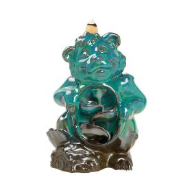 Backflow Incense Burner Creative Crafts Ornaments (Color: As pic show, Type: Brown Bear Kiln Baked Green)