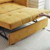 Chenille fabric pull-out sofa bed,sleeper loveseat couch with adjustable armrests-Yellow