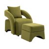 House hold Accent Chair with Ottoman, Mid Century Modern Barrel Chair Upholstered Club Tub Round Arms Chair for Living Room