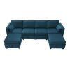 [VIDEO provided] [New] 109*54.7" Chenille Modular Sectional Sofa,U Shaped Couch with Adjustable Armrests and Backrests,6 Seat Reversible Sofa Bed with