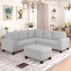 Sectional Corner Sofa L-shape Couch Space Saving with Storage Ottoman &amp; Cup Holders Design for Large Space Dorm Apartment