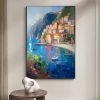 Hand Painted Oil Painting Original Mediterranean Landscape Oil Painting on canvas Coastal Beach Texture Oil Painting Acrylic Coastal Wall Art Decor fo