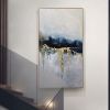 Handmade Gold Foil Abstract Oil Painting Top Selling Wall Art Modern Blue Color Picture Canvas Home Decor For Living Room No Frame